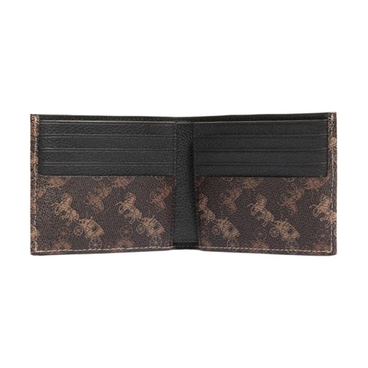Coach Billfold Wallet Horse And Carriage Double Fold Men Wallet Dark-Brown 4906-A7U