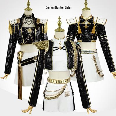 Kpop Demon Hunter Girl Group Cosplay Set - Rumi, Zoey, Mila White Stage Outfits
