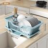 Draining dish rack dish storage rack sink storage rack tableware household kitchen table tableware water filter storage box(Blue [thickened] small