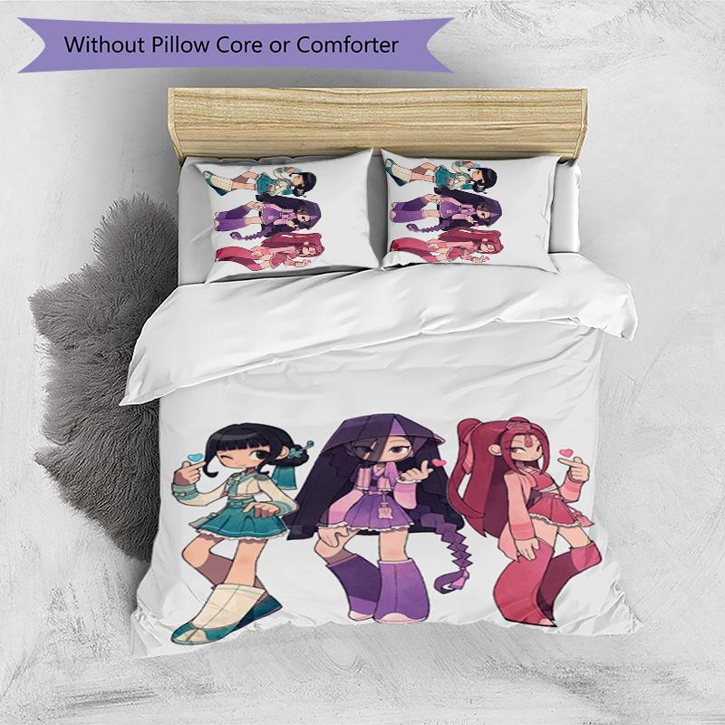 Kpop Demon Hunters Pattern Printed 3PCS Bedding Set, Soft Skin-Friendly Washable Duvet Cover & Pillowcases Set