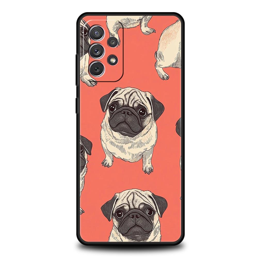 Animal Black Pug Close Up Phone Case For Samsung Galaxy A17 A07 A55 A35 A25 A15 A05 A33 A31 A21s A13 A41 A73 A53 A51 A71 Cover