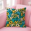 Colorful Alphabet Playful Letter Cushion Cover Natural Linen Organic Fabric DoubleSided Printing Sofa Home Decor Pillow Case