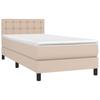 Vidaxl Łóżko Kontynentalne, Materac I Led Cappuccino Ekoskóra 90X200Cm