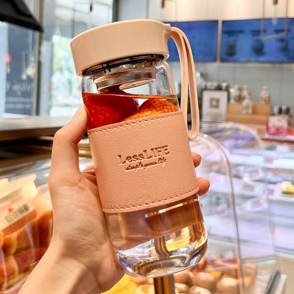 

with Tea Strainer Colorful Glass Cup Large Capacity Outdoor Sports Kettle Outdoor Travel розовый