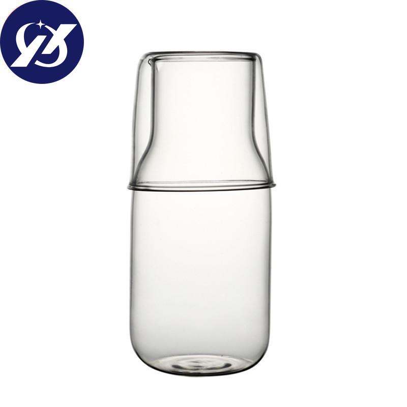 Japanese Style Transparent Candy Color Glass Teacup Set Simple Heat-Resistant Drinking Juice Cup With Tea Pitcher Water Bottle