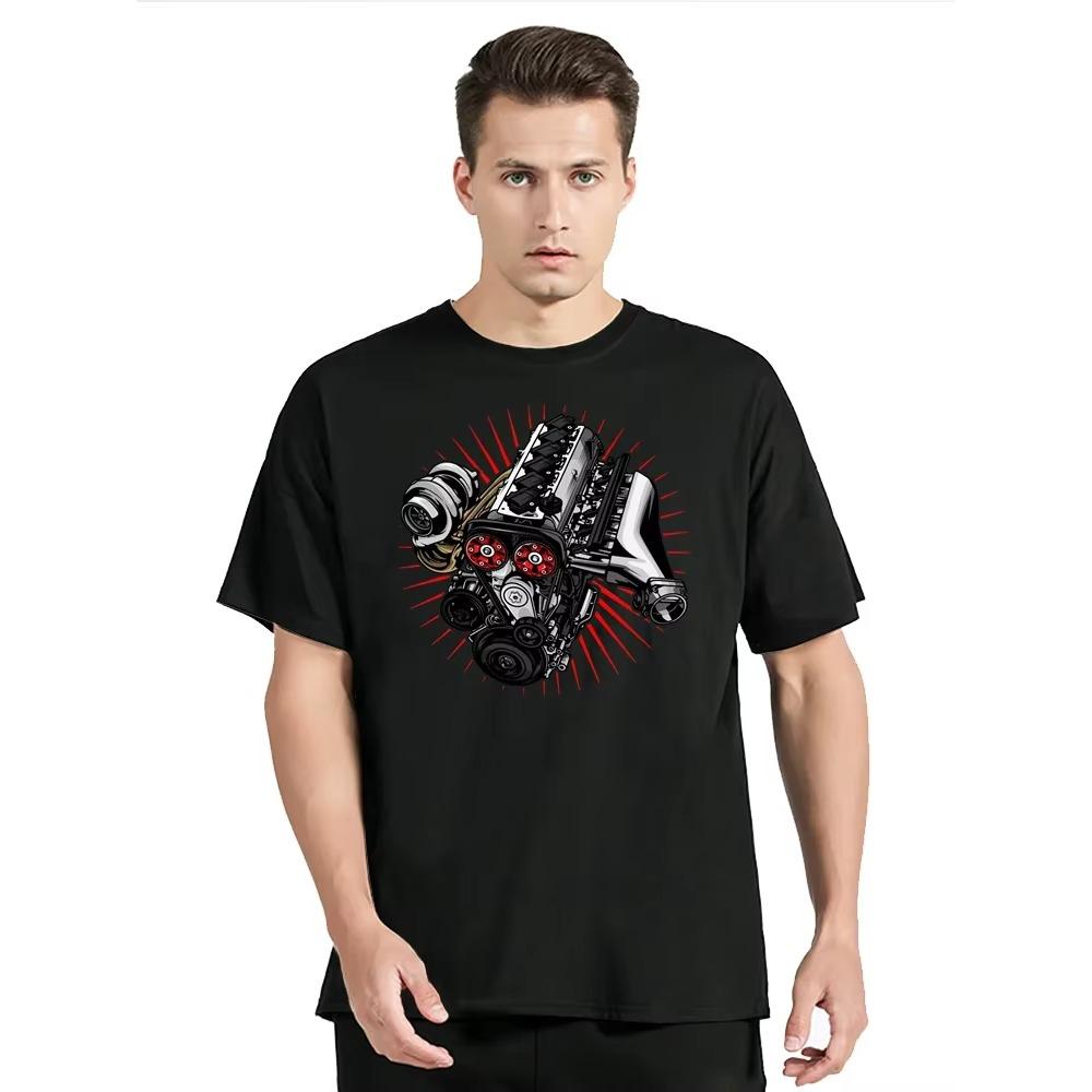 

Японский Автомобиль Двигатель 2JZ Турбо Тюнинг JDM Принт Футболка Новая Мода Повседневная Футболка с Круглым Вырезом Мужская Одежда Футболка Оверсайз XXXXXL чёрный