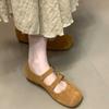 [Fanfna] 2025 autumn new square head shallow mouth niche single shoes versatile flat Mary Jane commuter women's shoes