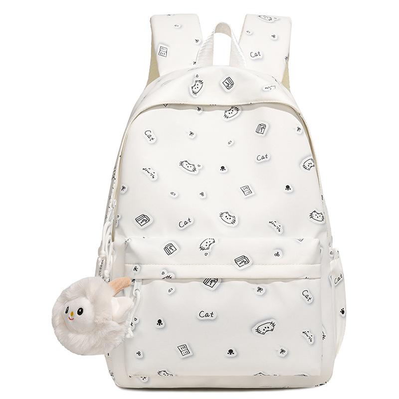 Cute Printed Backpack with Front Pocket and Side Pockets for Students and Daily Use