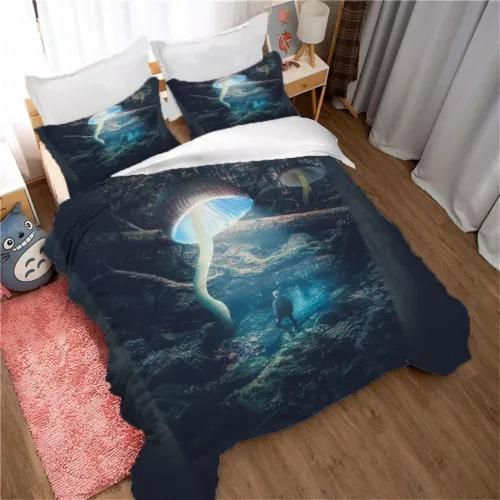 Psychedelic Mushrom Soft Duvet Cover Beding Set Decoration Gift Suitable for Children Young Boys Young Girls Plus Adult Peoples Soft Plus Breathable