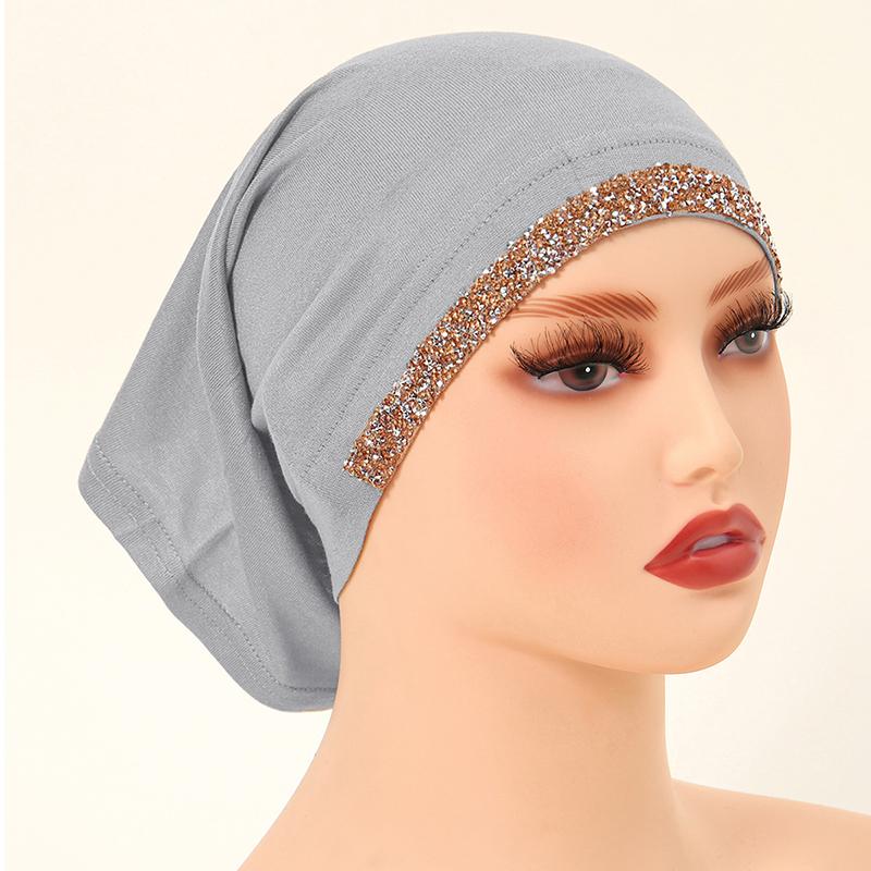 Modal Cotton Diamonds Undercap Stretchy Hijab Plain Soft Bonnet Muslim Women Elastic Inner Hijab Turban Islam Underscarf