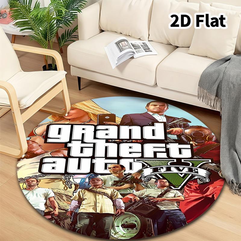 Grand Theft Auto Round Area Rug Carpet Rug For Living Room Bedroom Sofa Playroom Decor Nonslip Floor Mat