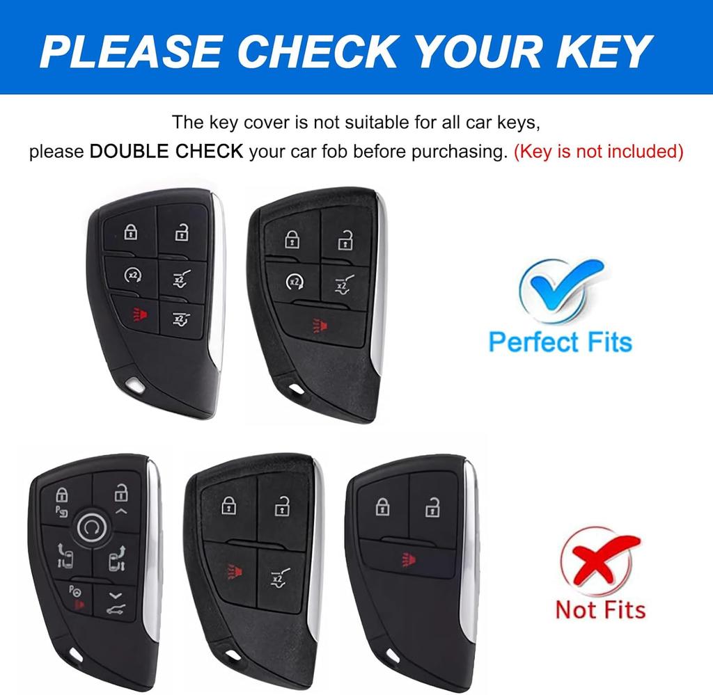 Schlüsselanhängerhülle für Chevy Suburban Tahoe GMC Yukon Denali Buick Enclave mit Schlüsselanhänger Premium Weiche TPU Schlüsselanhängerhülle Fernschlüsselhalter 6 Tasten