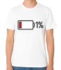 Niedriger Akku 1% Lustiges Minimalistisches Unisex Grafik-T-Shirt Keine Energie Müde Stimmung T-Shirt