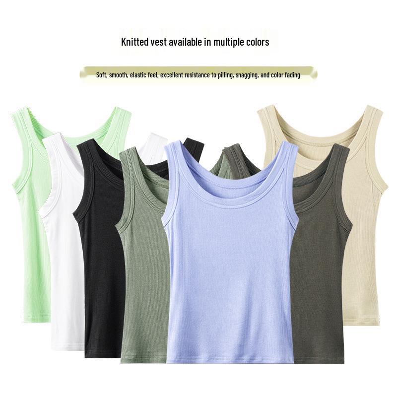 Women's Ribbed Sleeveless Anti-Light Tank Top - Summer Slim Fit Innerwear Camisole
