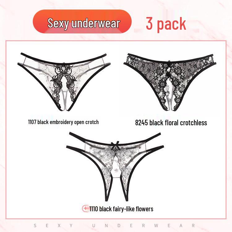 Seductive Japanese Lace Open Crotch Panties Set