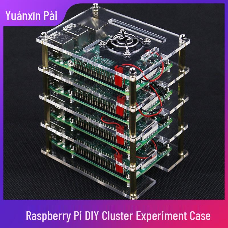 Raspberry Pi 4B/3B+ Multi-Layer Acrylic Cluster Case with Fan (2-10 Layers)