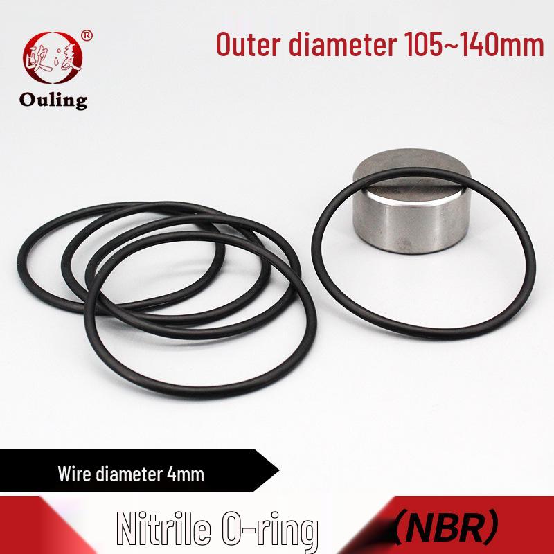 Oil-Resistant Nitrile O-Ring, Waterproof Rubber, Outer Diameter: 105-140mm, Thickness: 4mm OD 105*4mm (1 piece) Black Nitrile O-ring