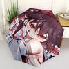 1pc Red and White Floral Umbrella: Automatic Opening, Foldable Design, Outdoor Use, Festival Gift for Fans and Travelers.P040