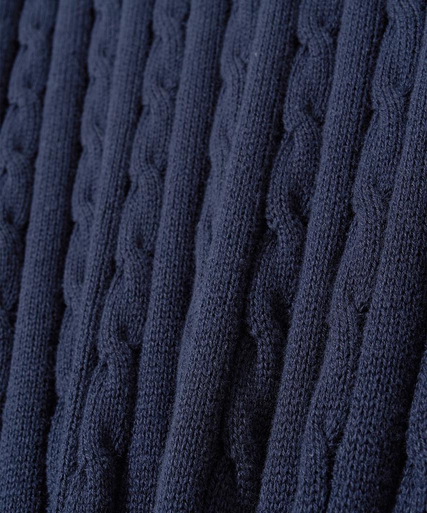 YALE Y Logo Cable Round Knit Navy