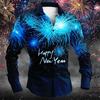 Christmas Men's Long-Sleeve Shirt, Red and White Color Block, Christmas Ball and Snowflake Pattern, Holiday Party Shirt