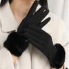 Gants chauds et épais pour écran tactile Matière suède Gants coupe-vent Gants à manchette poilue Activités hivernales