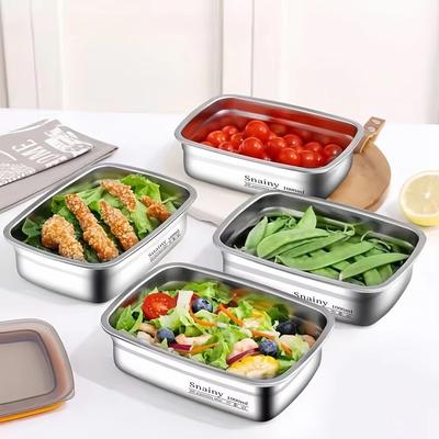 Stainless Steel Camping Lunch Box Sealed Large Capacity Bento Box Leak-proof Refrigerator Freezer Storage Box