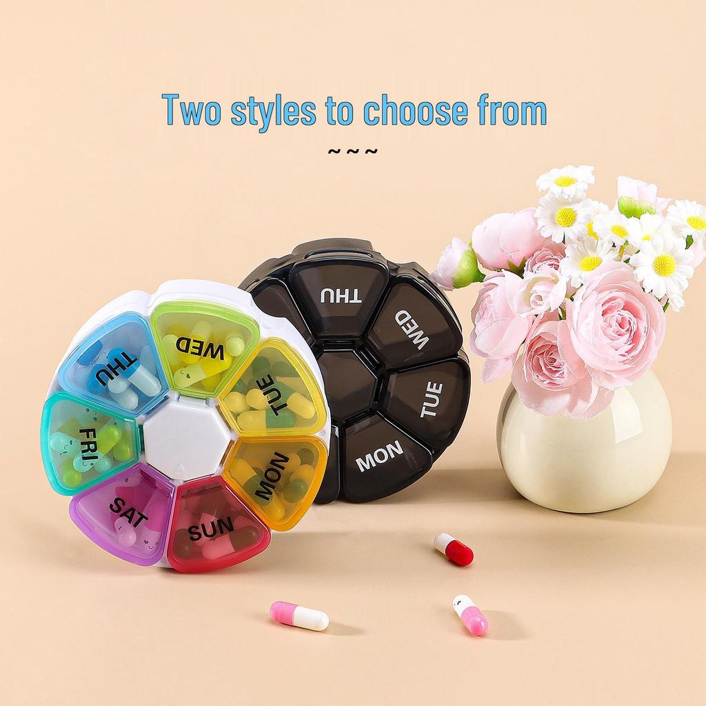 Seven-Color Petals 7-Day, 8-Grid, Moisture-Proof Medicine Box for Pills and Supplements