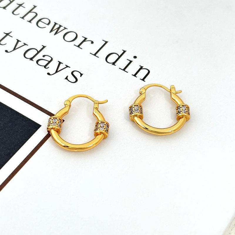 Manufacturer S Supply Is Simple And Cold, Wind Geometry Slightly Inlaid Zircon Earrings Are In Stock. золотой