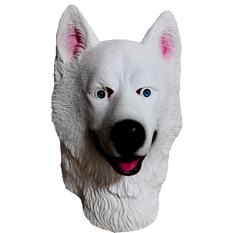 Halloween Animal Snow Leopard Dog Latex Mask White Husky Dog Head Mask Husky