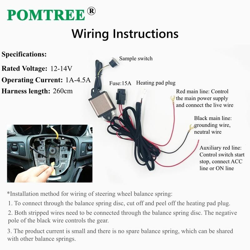 12V 40W Evrensel Araba Dahili Direksiyon Simidi Isıtıcı Kiti Alaşım Tel Isıtma Pedi Araba Spesifikasyon Seviye Kontrol Anahtar Sistemi