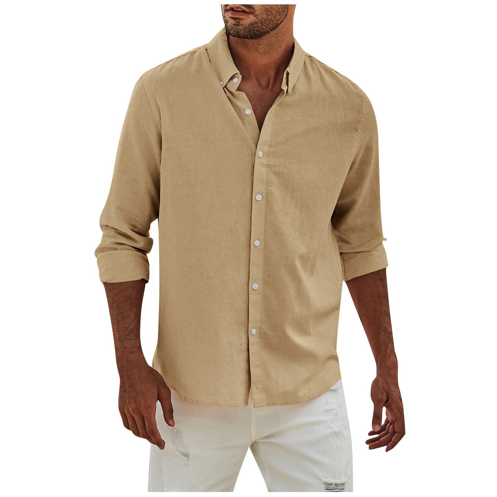 Men s Fashion Long Sleeve Colour Casual T Shirt Button Regular Fit Shirt Top XL