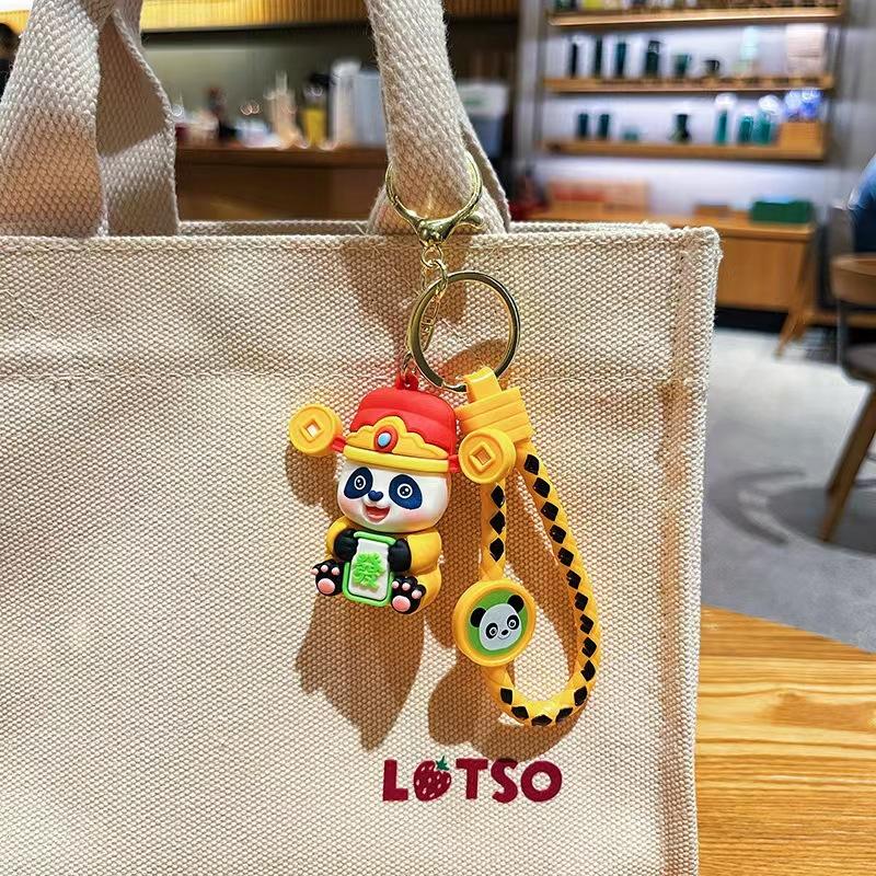 Creative Cartoon Panda God of Wealth Keychain Chain Cute Lucky Little Champion Couple Bag Pendant