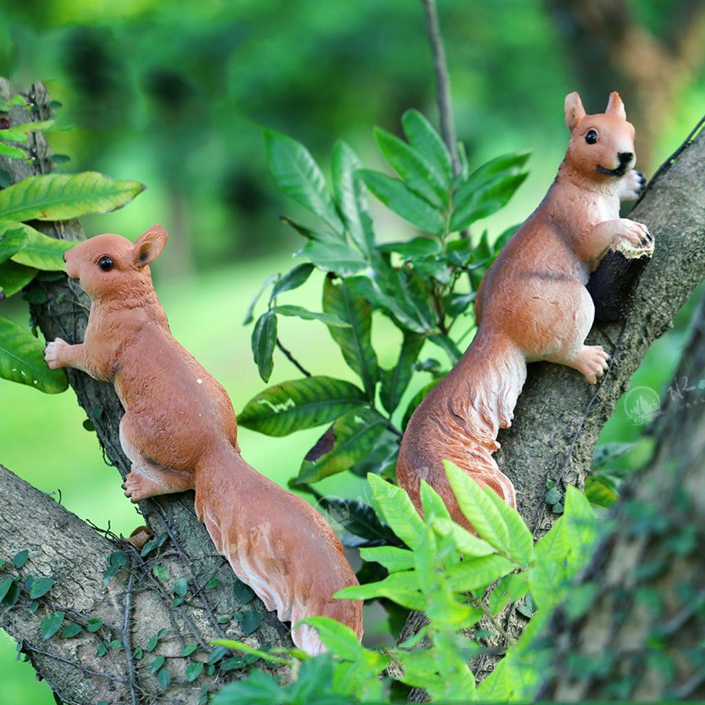 Realistic Squirrel Sculpture Resin Figurine Lawn Ornament Garden Decor for Outdoor Home Table Decoration