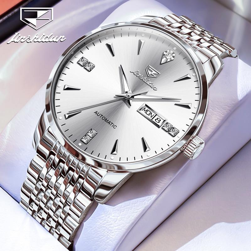 JINSHIDUN New Business and Leisure Men's Watch Mechanical Watch Diamond Double Calendar High-end Watch