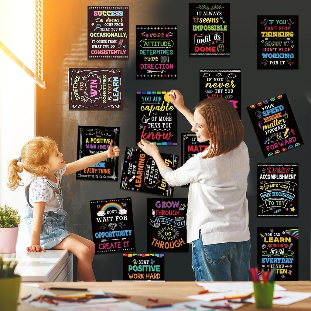 Pajean 20 Pcs Motivational Posters Classroom Growth Mindset Poster pirational Wall Decor Encouraging Quotes Bulletin Boards Positive Wall Art Print