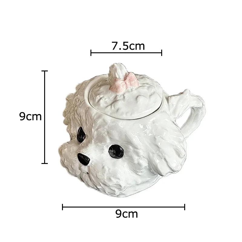 

Cute Teddy Dog Shaped Coffee Mugs High-capacity Ceramics Cup with Cover Juice Mug Milk Tea Mugs Teacup Fruit Juice Container 530ml