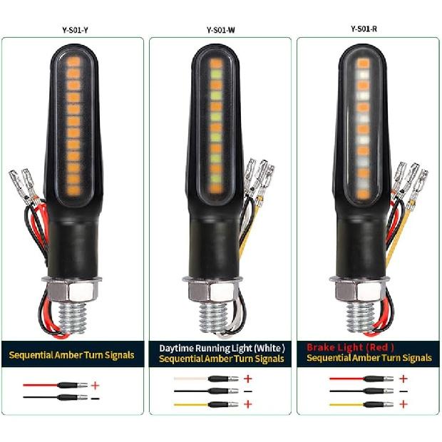 Motorcycle Blinkers Indicator Sequential Turn Signal Amber LED Lamp (Pack of 4)