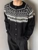 Unisex Fair Isle Button Cardigan - Autumn/Winter Retro Ethnic Knitwear