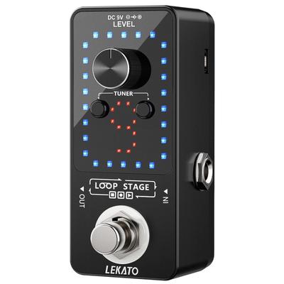 Pedal de Efeitos Looper com 9 40 Minutos de Guitarra Sobreposição Ilimitada para Guitarra Elétrica e Fonte de Alimentação USB Vendida Separadamente Loops, Afinador, Efeitos,
