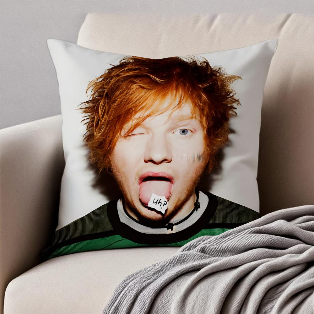 Lyrical  Down to earth POP Singer EEd Sheeran Cushion Cover Pillowcase Antidustmite Invisible Zipper Short Plush Sofa Cushion