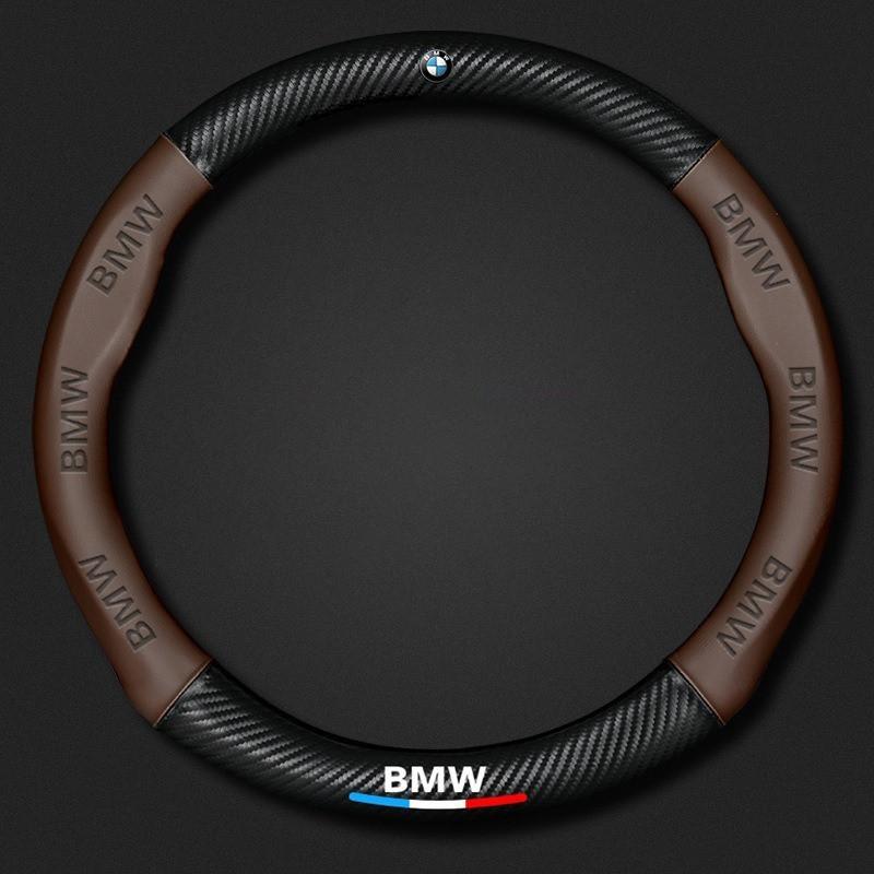 For BMW Car Steering Wheel Cover M X1 X3 X5 X6 G20 G30 E39 E46 E87 E90 E92 F10 F15 F30 Carbon Fiber Nappa Leather Accessories XX6
