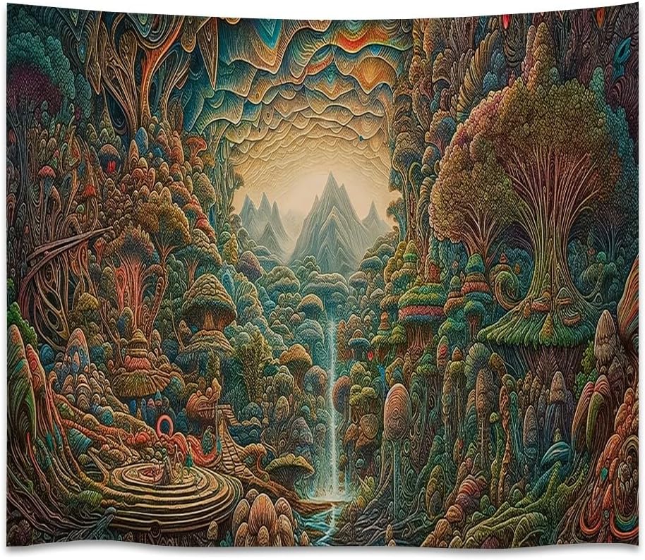 Gothic Enchanted Forest Art Tapestry Dark Academia Fantasy Lantern Aesthetic Tapestries Boho Vintage Wall Hanging Decor Bedroom