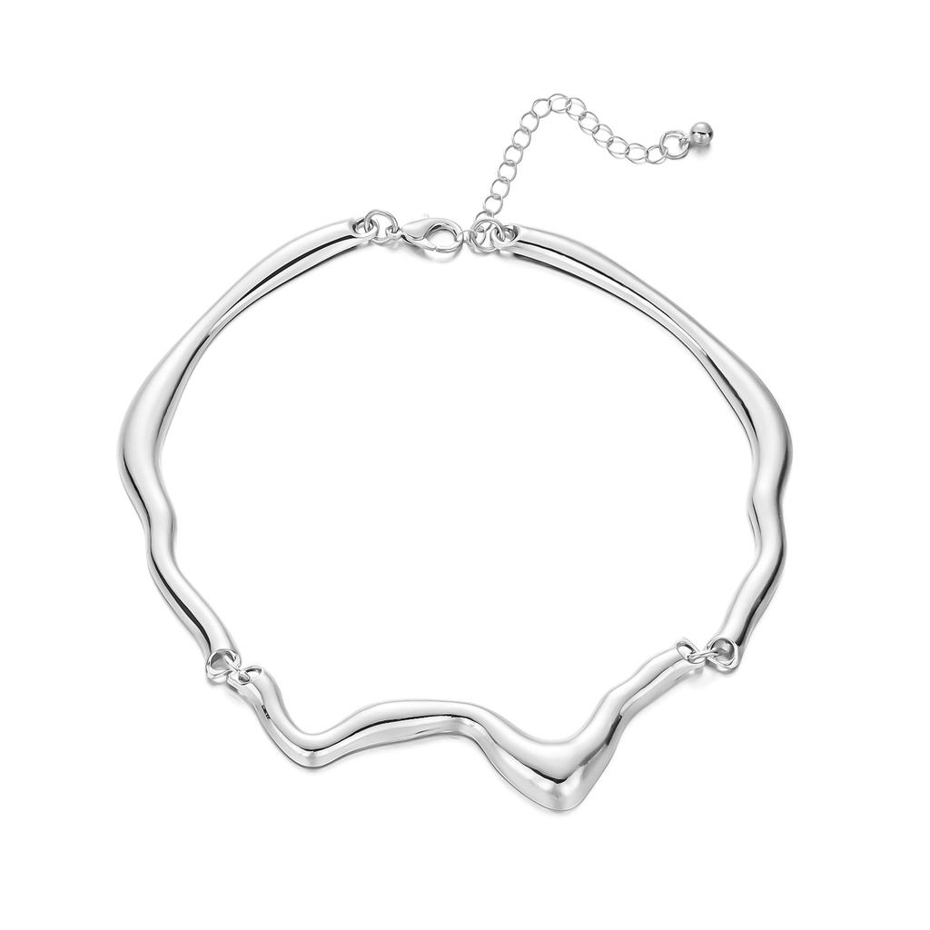 Punk Metal Irregular Twisted Wave Necklace for Women Hip Pop Geometry Liquid Lava Style Choker Neck Chain Party Collar Jewelry