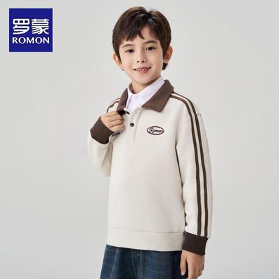 Luomon Boys' Polo Collar Raglan Sweatshirt