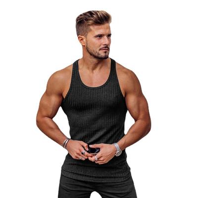 Fitness Tričko bez rukávů Pletená vesta Slim Fit Sportovní proužky Tělocvična natahovací tílko Pánské Jednolité módní tílka Letní oblečení