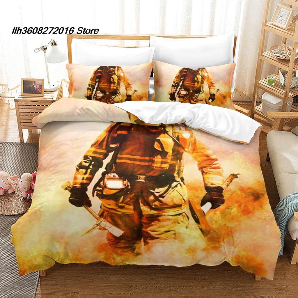 Comforter New Firefighter Rescue Bedding Set Single Twin Full Queen King Size Bed Set Aldult Kid Bedroom Duvet Set 3D Bed