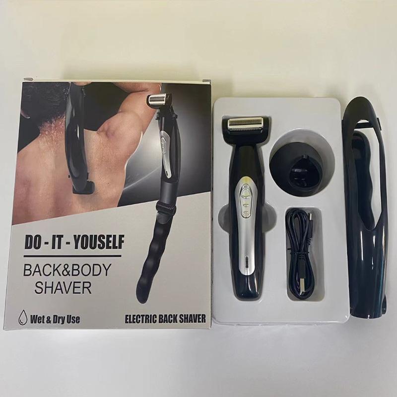 Waterproof Rechargeable Body Hair Trimmer Electric Back Shaver USB Men's Full Body Shaver Removable Handle