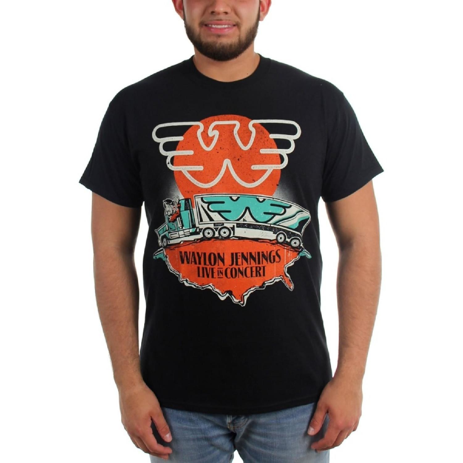 Уэйлон Дженнингс - Мужская футболка  Live In Concert  S