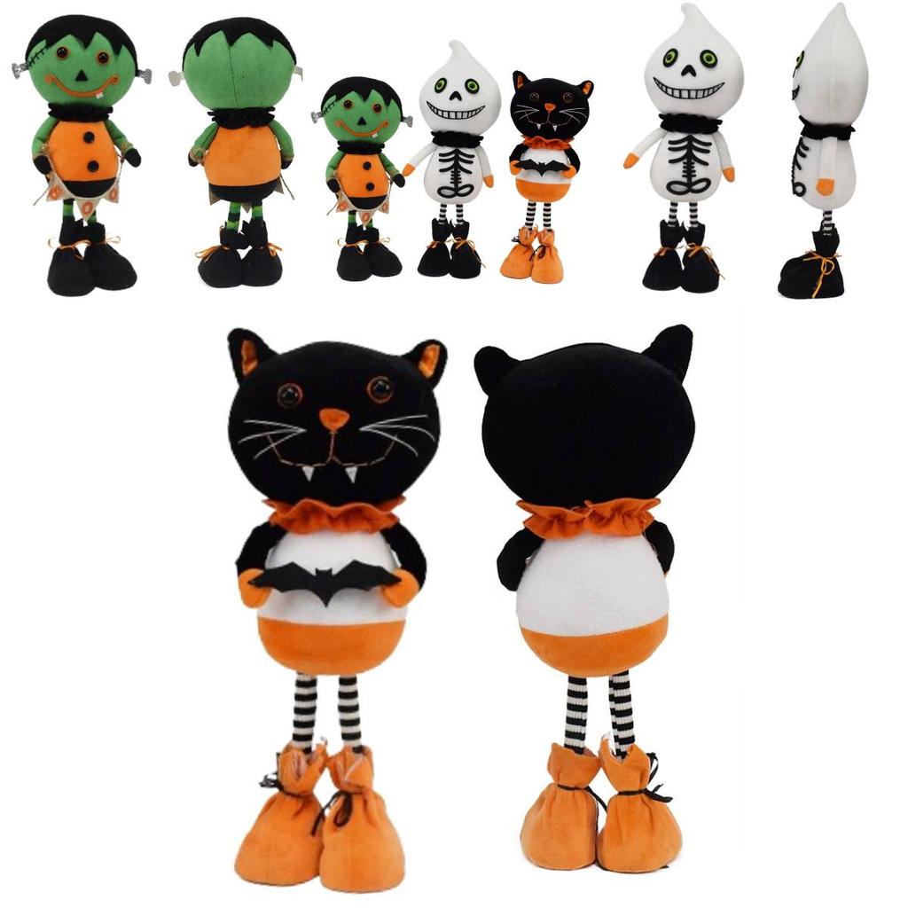 Cute Halloween Plush Figurines Ghost Black Cat Decorations
