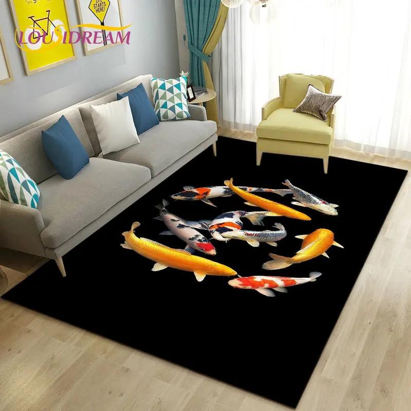 3D Balık Altın Arowana Betta Balık Alan Kilim, Oturma Odası Yatak Odası Kanepe Paspas Dekor için Halı Kilim, Çocuk Oyun kaymaz Zemin Mat